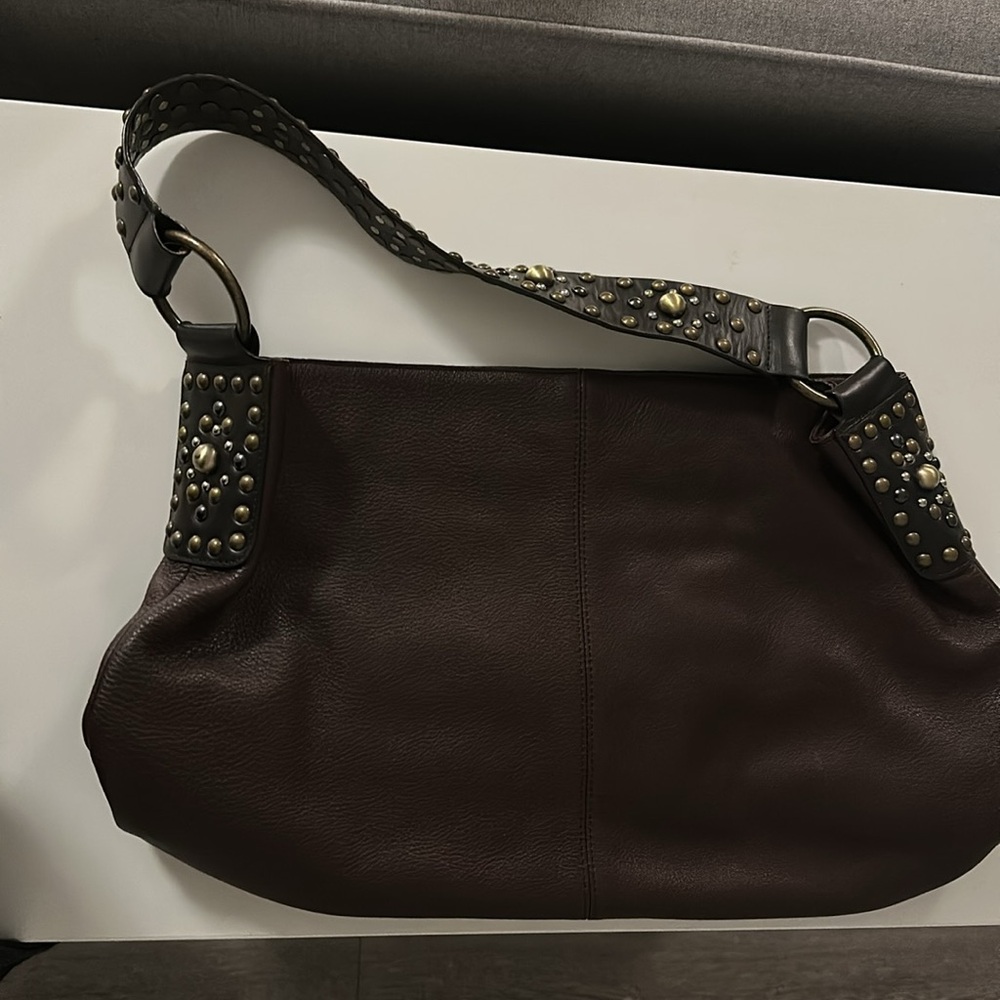 Nordstrom Brown leather studded shoulder bag